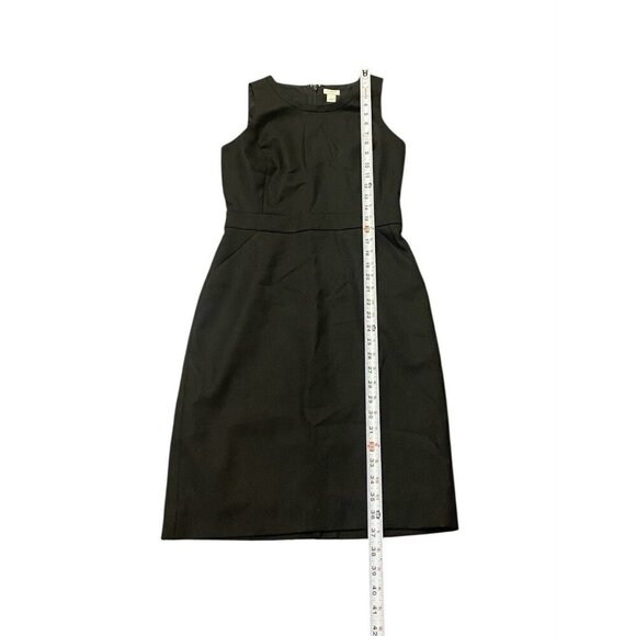 J Crew Sheath Dress 2 Sleevess Knee Length Pockets Black Wool Blend Sleeveless - Picture 3 of 7